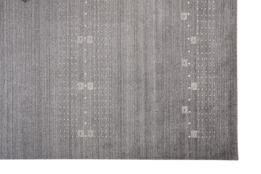 5' x 8' Wool Hand Knotted Stain Resistant Area Rug - Gray And Ivory