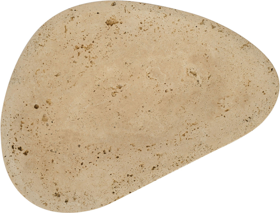 Meridian Furniture Whelan travertine bowl, a stylish plate with a natural stone finish, perfect for serving or decorative display.