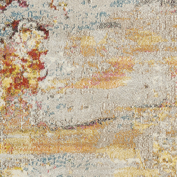 7.8' x 10.5' Abstract Power Loom Area Rug - Blue And Gray