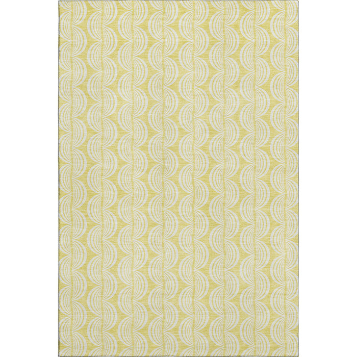 10' X 14' Ogee Washable Area Rug With UV Protection (682817) - Yellow / Ivory