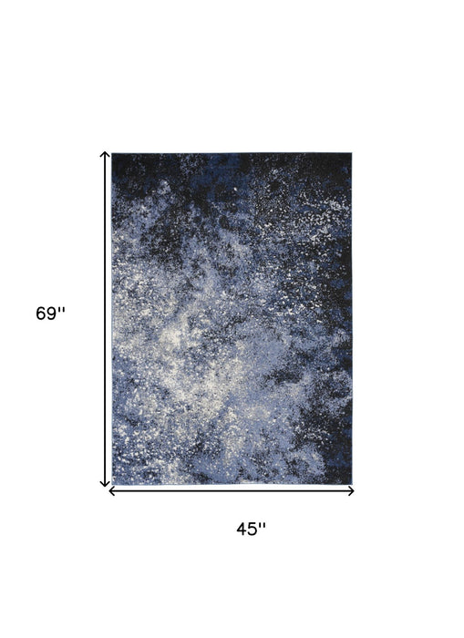 4' X 6' Abstract Non Skid Area Rug (550139) - Light Blue / Black / Ivory