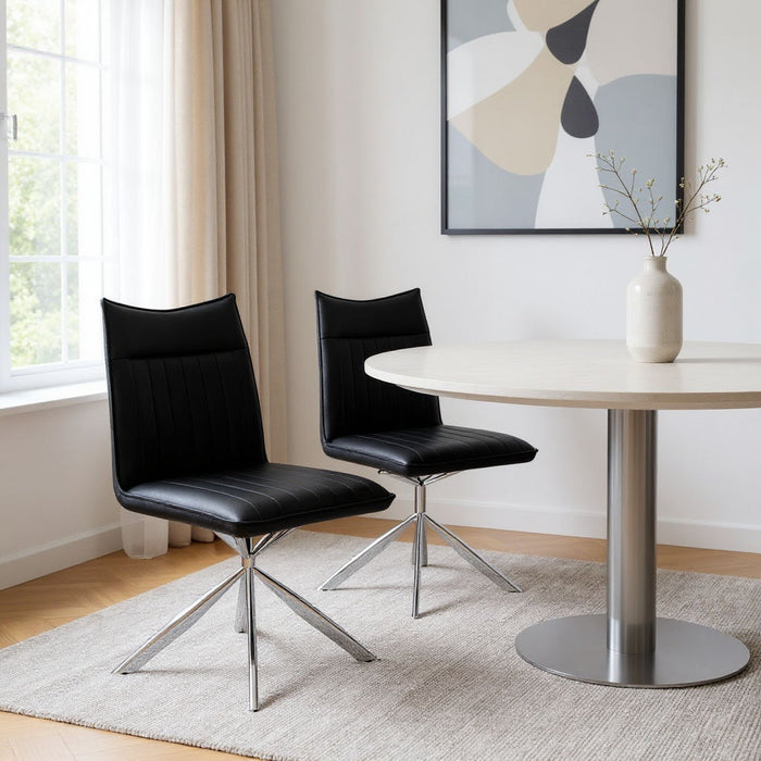 Tufted And Upholstered Faux Leather Dining Parsons Chairs (Set of 2) - Black