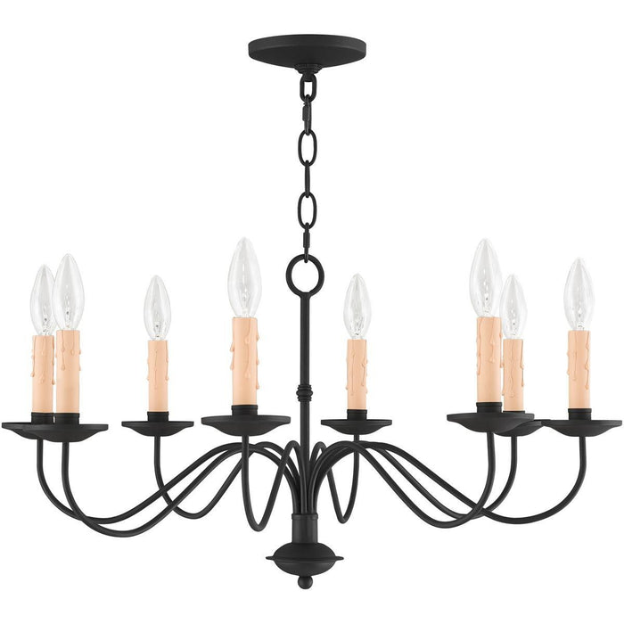 14" Eight Light Dimmable Chandelier With Shades - Black