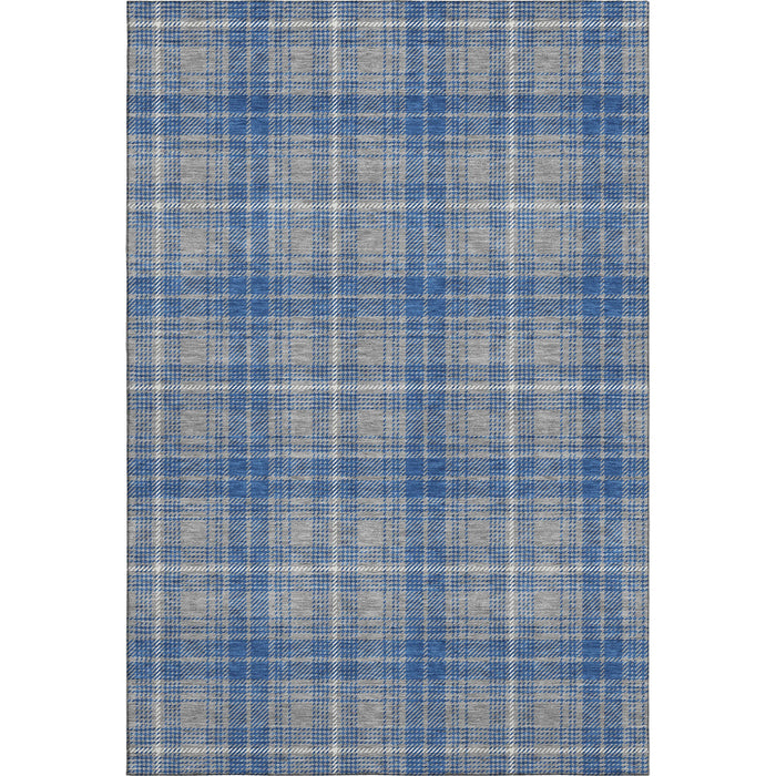 10' X 14' Plaid Washable Area Rug With UV Protection (678239) - Gray / Blue / Ivory