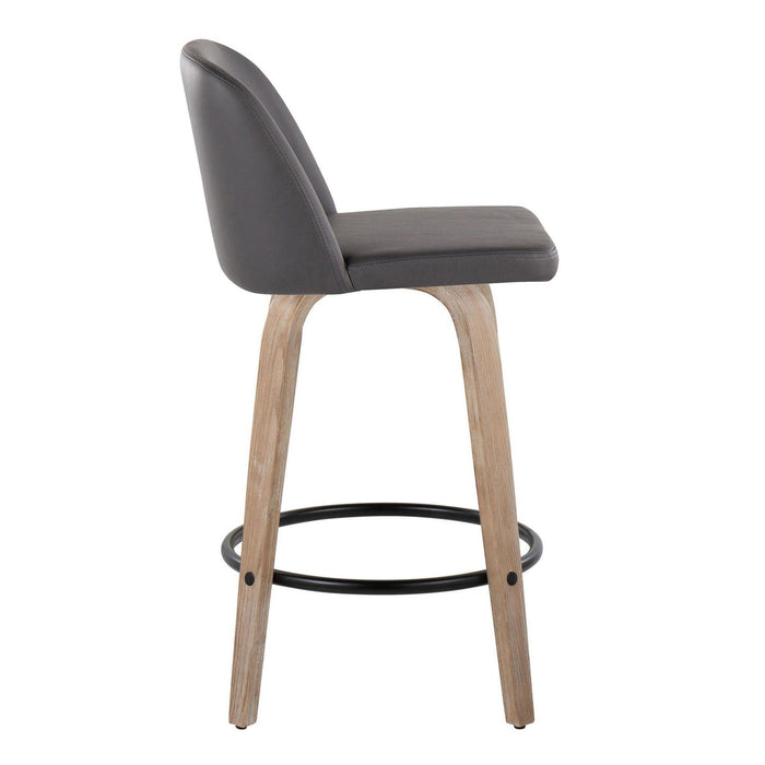 Toriano - 26" Fixed-Height Counter Stool (Set of 2) - Gray And Light Brown