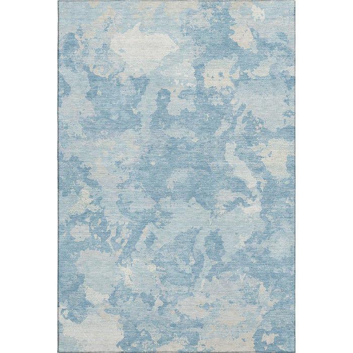 10' X 14' Abstract Washable Area Rug With UV Protection (693354) - Sky Blue / Ivory