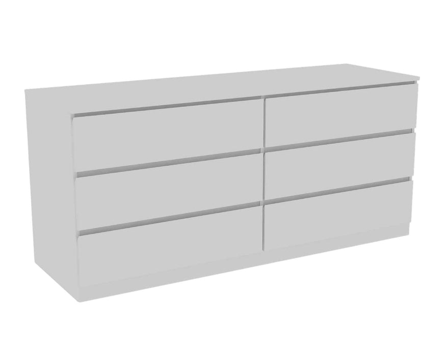 Six Drawer Double Dresser Wooden - White