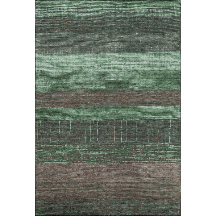 10' X 14' Striped Washable Area Rug With UV Protection (694478) - Green / Taupe