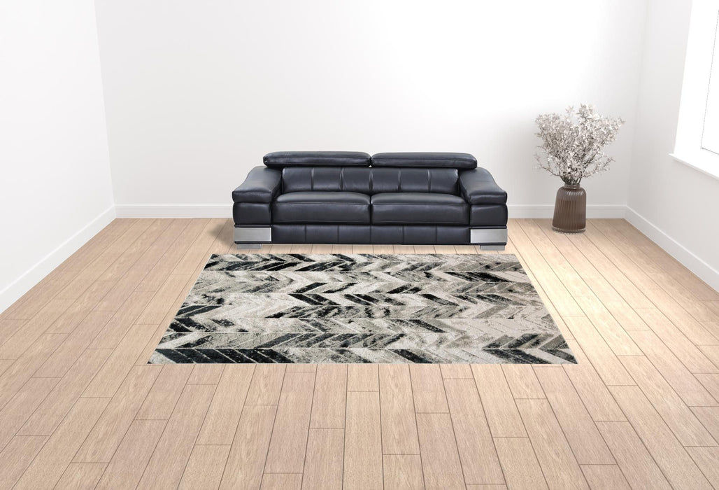 9' x 12' Geometric Area Rug - Black Gray And Silver