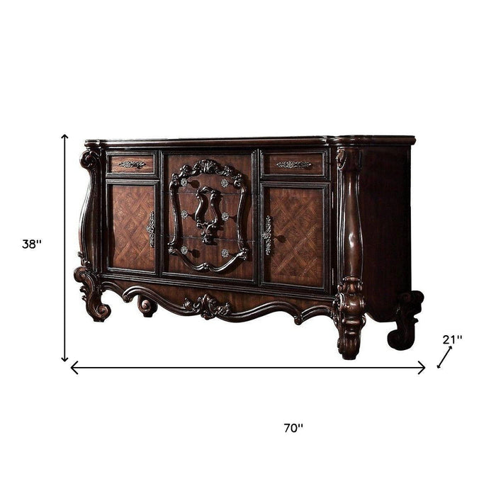 Solid Wood Five Drawer Combo Dresser - Cherry Oak