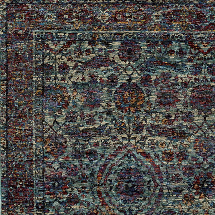 8' x 11' Oriental Power Loom Area Rug - Blue And Purple