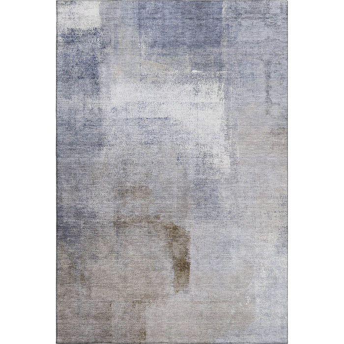 10' X 14' Abstract Washable Area Rug With UV Protection - Blue And Beige