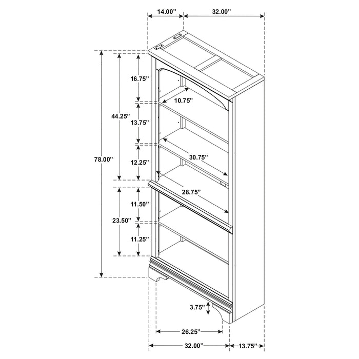 Hartshill 78-inch 5-shelf Bookcase Burnished Oak