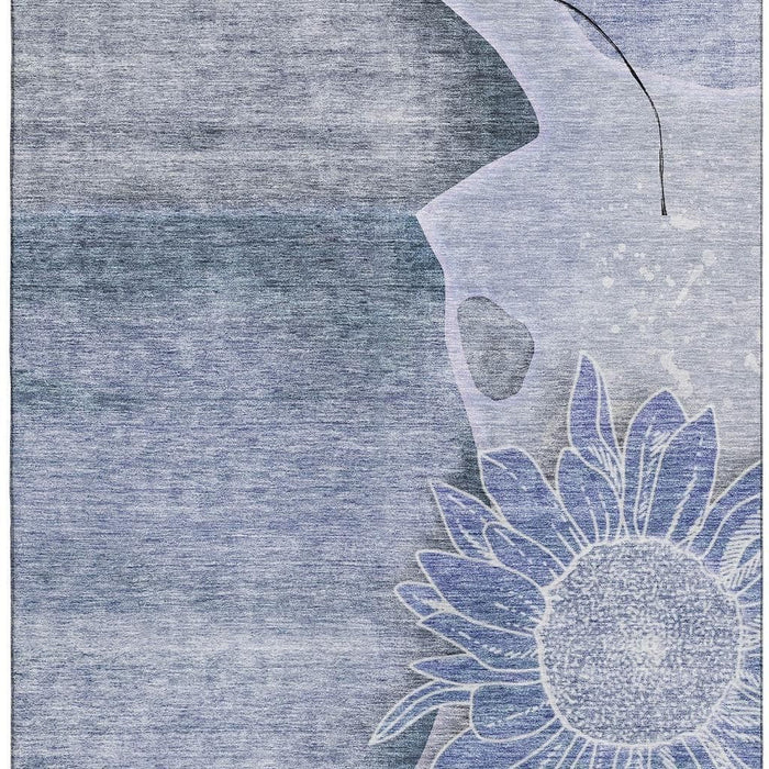 3' X 5' Floral Washable Area Rug With UV Protection (656790) - Blue / Ivory