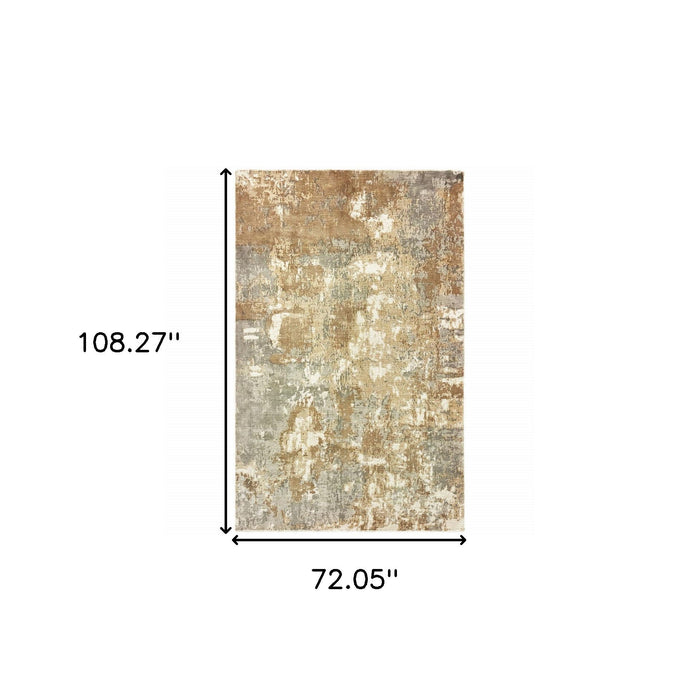 6' x 9' Abstract Hand Loomed Stain Resistant Area Rug - Gray And Brown