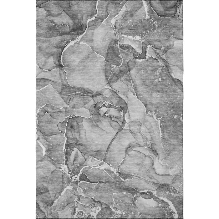 9' X 12' Abstract Washable Area Rug With UV Protection (647277) - Pewter / Ivory