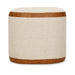 Natural cotton jute and vegan leather oval upholstered ottoman by TOV Furniture, featuring a stylish and modern design.