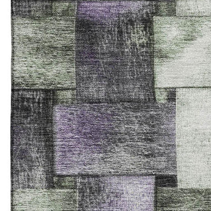 10' X 14' Striped Washable Area Rug With UV Protection (710238) - Sage / Lavender