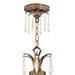 Gold four-light metal chandelier with clear glass shades, dimmable design from HomeRoots, 48-inch size, elegant lighting fixture.