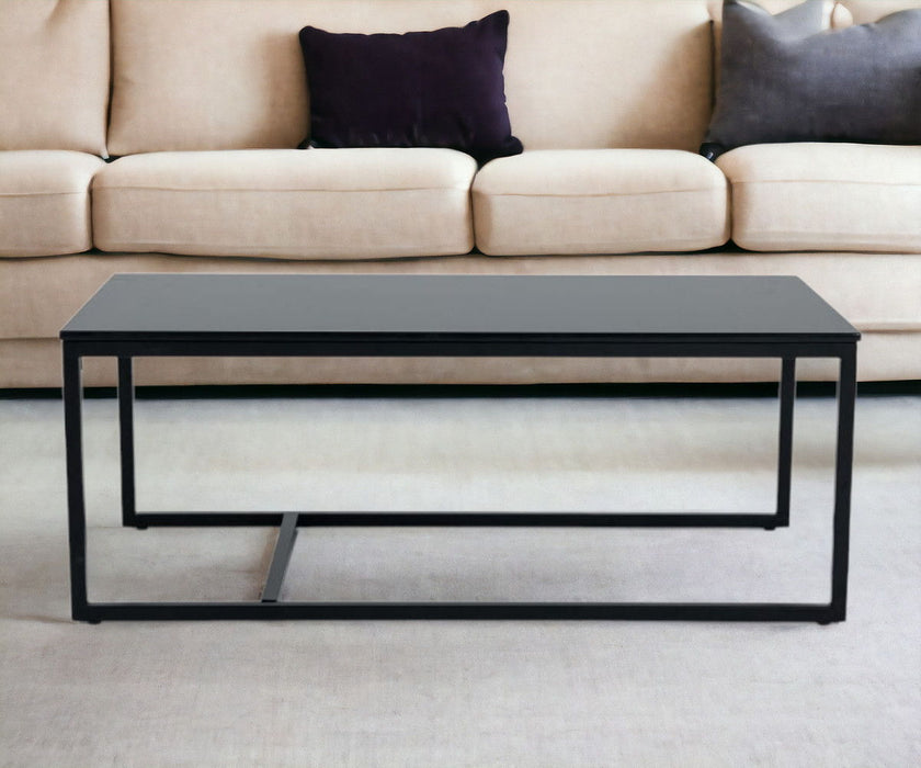 Marble Stone Rectangular Coffee Table - Black And Black