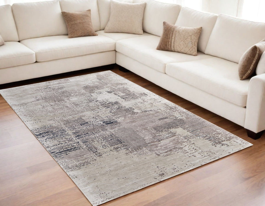 5' x 8' Abstract Hand Tufted Area Rug - Brown Black And Tan