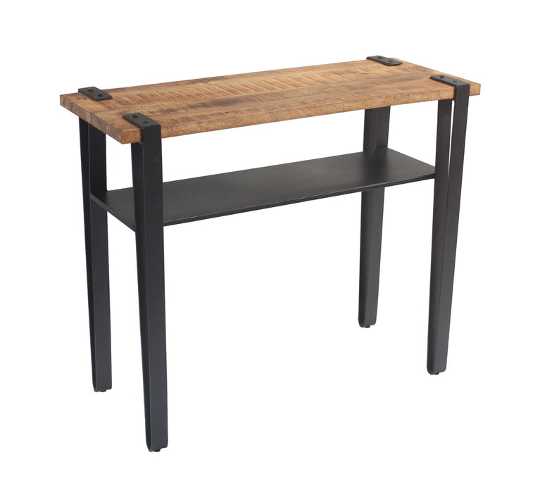 Solid Wood Distressed Console Table With Storage (Set of 2) - Brown And Black