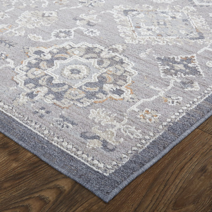 12' x 15' Floral Power Loom Stain Resistant Area Rug - Gray