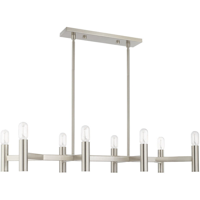 18" Eight Light Dimmable Chandelier With Shades - Nickel
