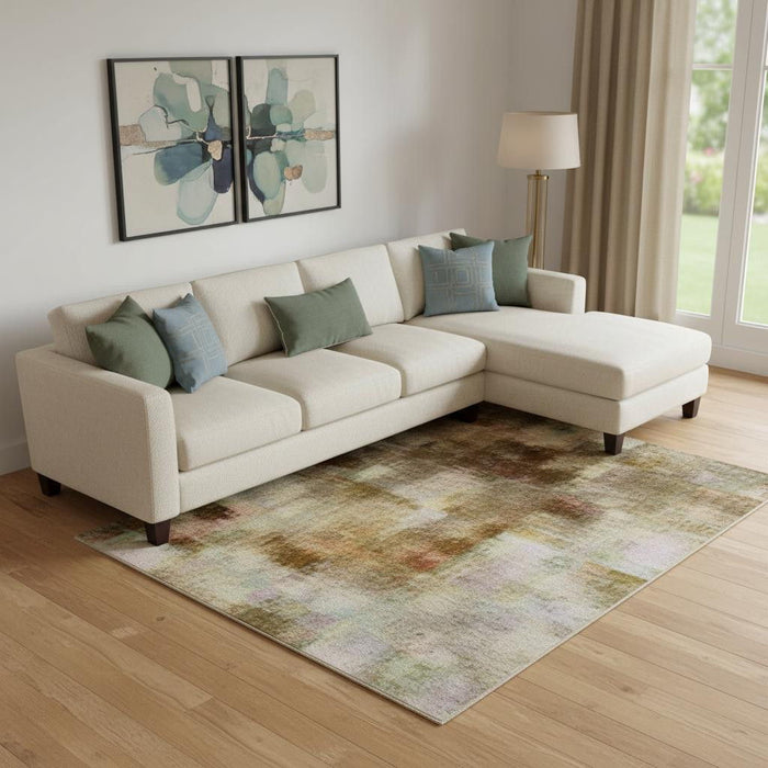 10' X 14' Abstract Washable Area Rug With UV Protection (707593) - Beige / Brown