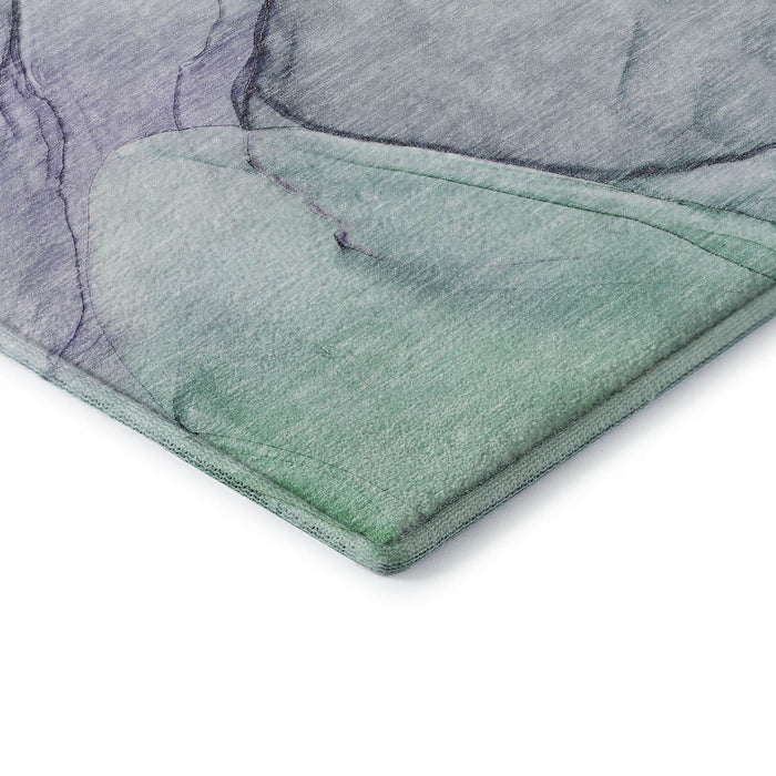 8' Abstract Washable Round Rug With UV Protection (646611) - Blue / Green