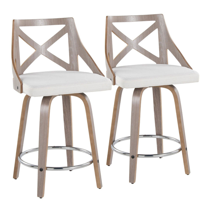 Charlotte - Farmhouse Fixed-Height Swivel Counter Stool (Set of 2)