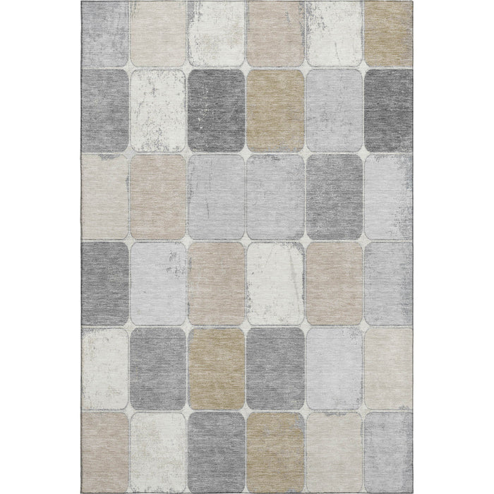10' X 14' Geometric Washable Area Rug With UV Protection (709102) - Beige / Gray / Silver