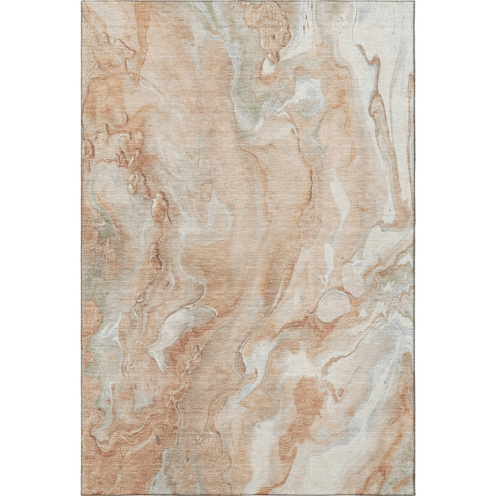 10' X 14' Abstract Washable Area Rug With UV Protection (697812) - Salmon / Gray / Ivory