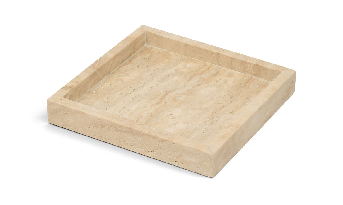 Michael Meridian Furniture travertine tray with raised edges, perfect for serving or decorative display.