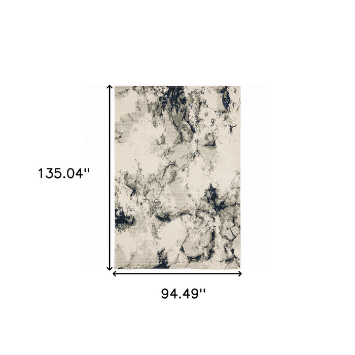 8' x 11' Abstract Power Loom Area Rug - Gray And Black