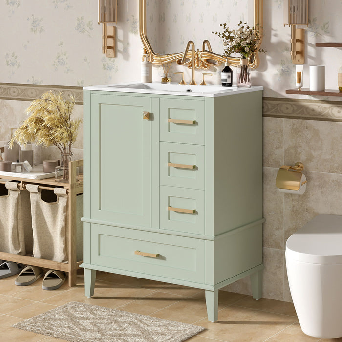 Modern Giga bathroom vanity with sink, solid wood frame, soft closing door, and three drawers for stylish bathroom storage