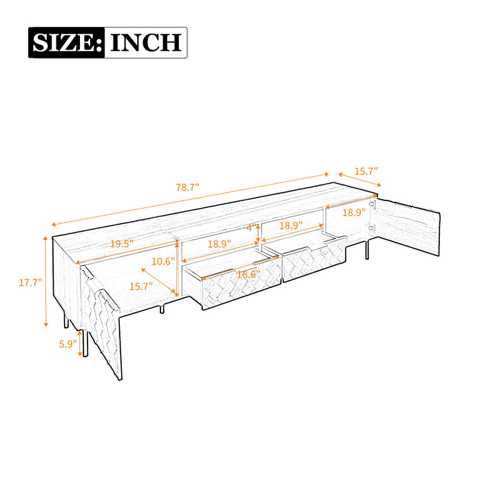 TV Stand For TVs Up To 85" With Closed Storage, Soft Closing Hinges, Living Room Entertainment Center - Walnut