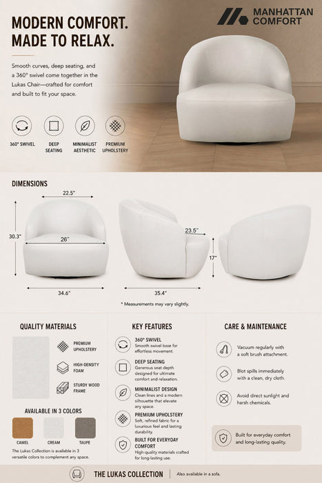 Manhattan Lukas - Upholstered Swivel Accent Chair
