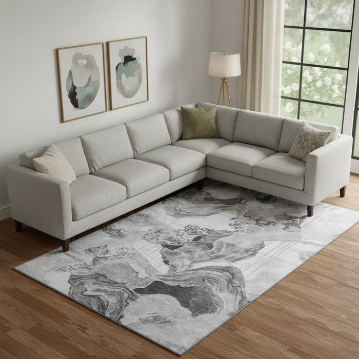 10' X 14' Abstract Washable Area Rug With UV Protection (697332) - Gray / Silver / Charcoal