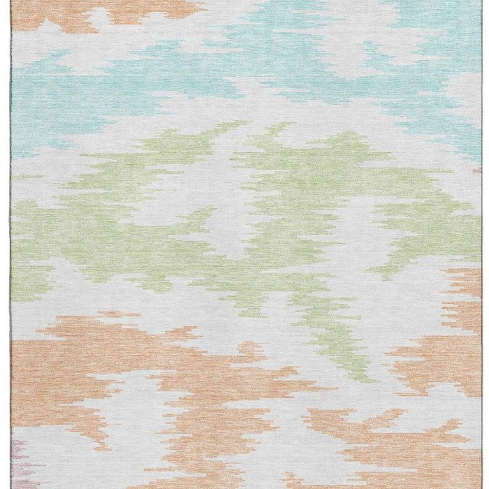 10' X 14' Transitional Abstract Washable Area Rug With UV Protection - White