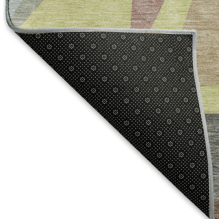 10' X 14' Geometric Washable Area Rug With UV Protection (694749) - Khaki / Gray / Mauve