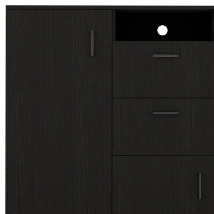 Three Door Closet With Two Drawers - Black