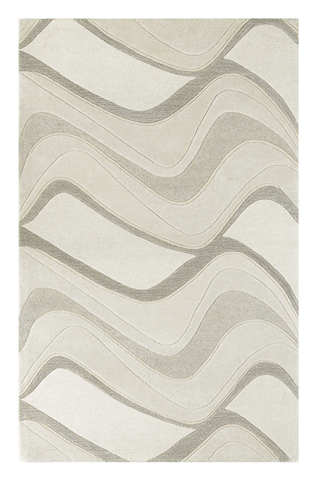 5' x 8' Hand Tufted Abstract Waves Indoor Area Rug - Ivory