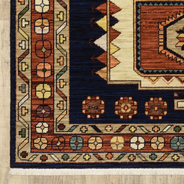9' x 12' Machine Woven Medallions Indoor Area Rug - Blue Red