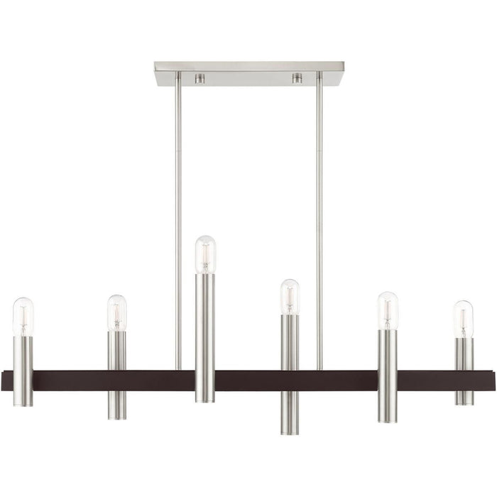24" Six-Light Dimmable Chandelier With Shades - Bronze
