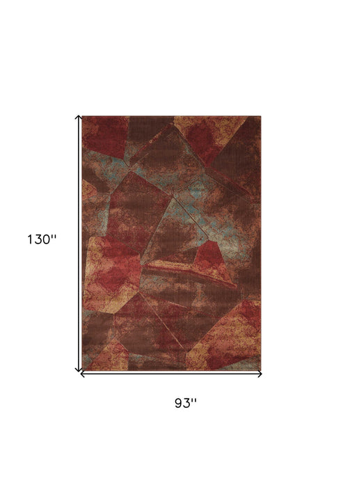 8' X 11' Abstract Non Skid Area Rug (551031) - Brown / Red / Orange