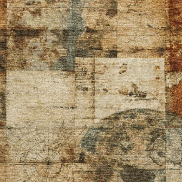 10' X 14' Geometric Washable Area Rug With UV Protection (707653) - Beige / Gray / Rust