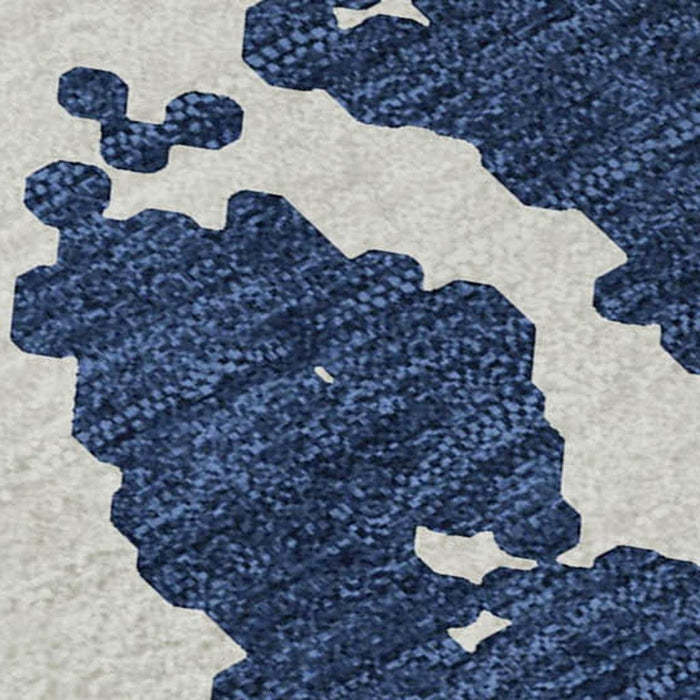 10' X 14' Abstract Washable Area Rug With UV Protection (646554) - Navy Blue / Ivory
