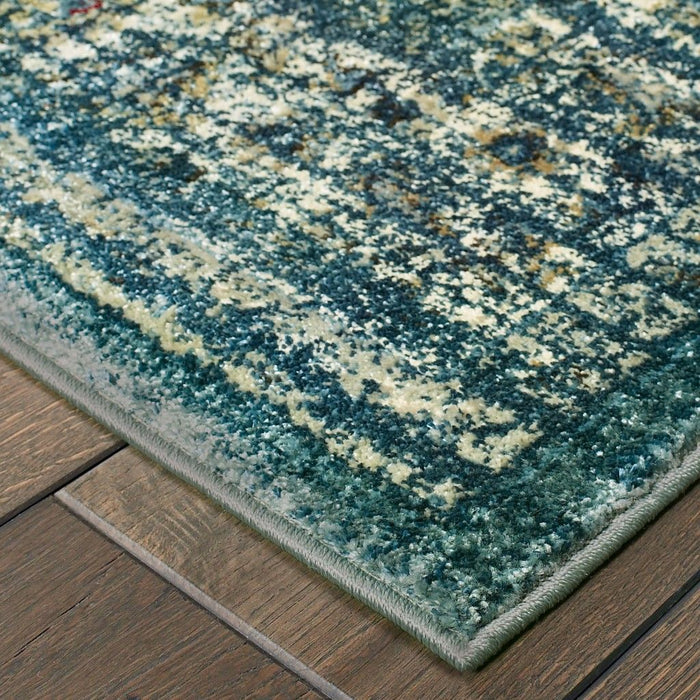 10' x 13' Indoor Area Rug - Peacock Blue And Ivory