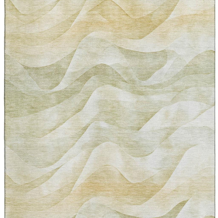 10' X 14' Abstract Washable Area Rug With UV Protection (694803) - Artichoke Green / Ivory / Beige